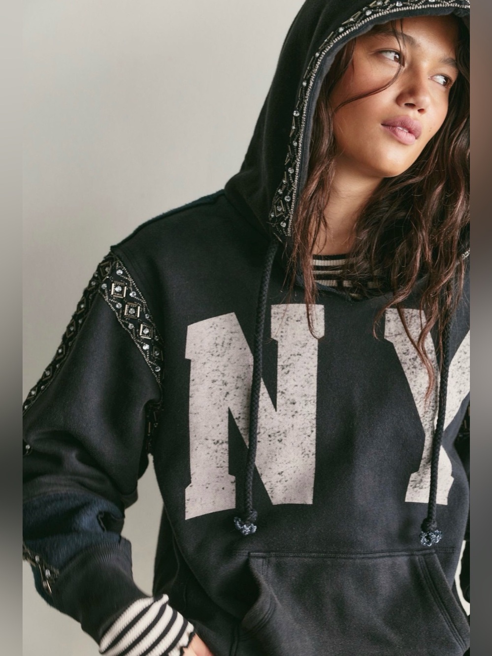 NWT FREE PEOPLE We The Free Midnight Sparkle Hoodie Size M - Picture 3 of 10